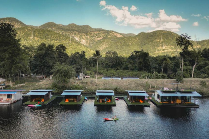 overwater bungalows in kanchanburi