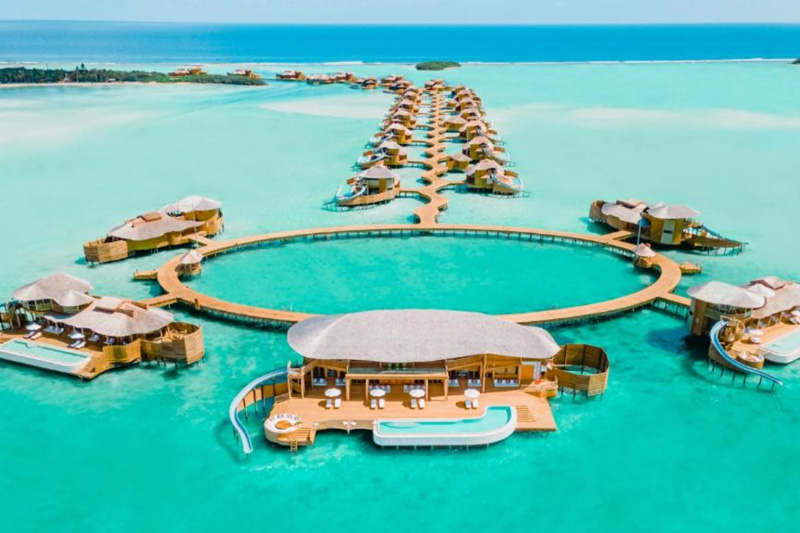 maldives resort with private water slide